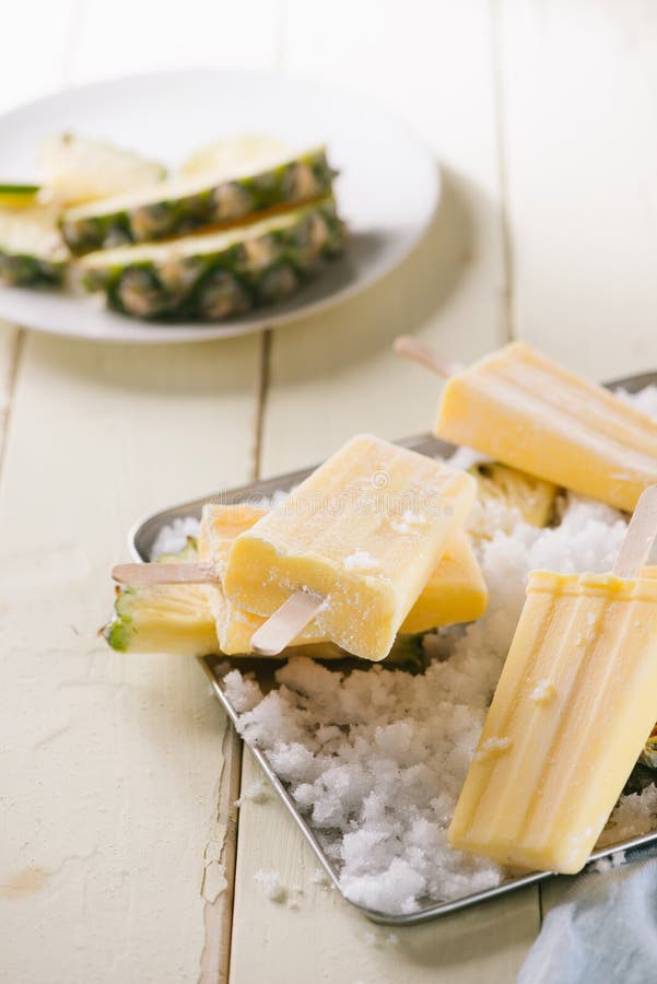 Pineapple Frozen Fruit Bars Popsicles. Selective Focus Stock Image Image of food, rustic