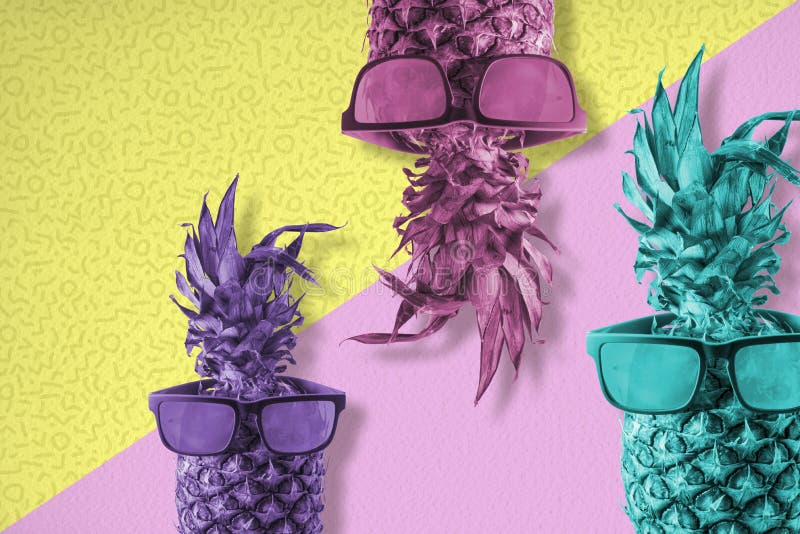 Pineapple Fruit with Sunglasses Color Summer Art Stock Image - Image of ...