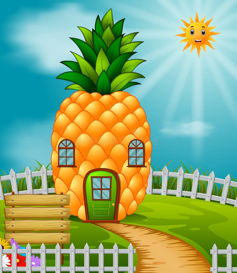 Pineapple house in garden stock vector. Illustration of fruit 108439633