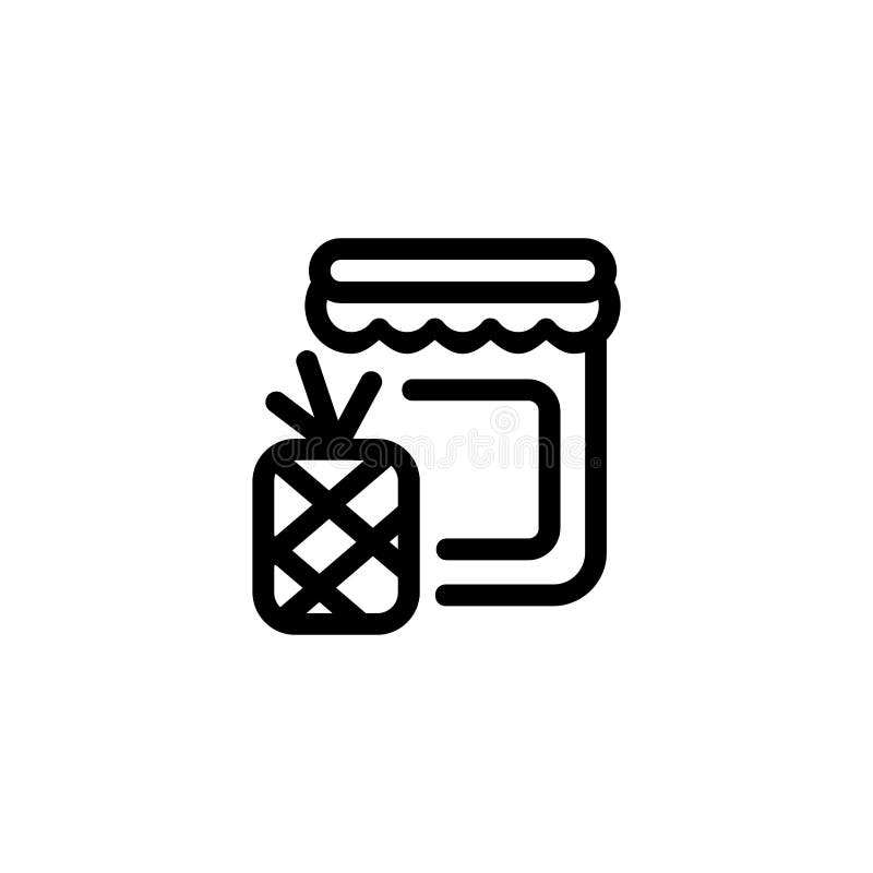 Pineapple Jam Fruit Vegetable Food Monoline Symbol Icon Logo for Graphic Design, UI UX, Game