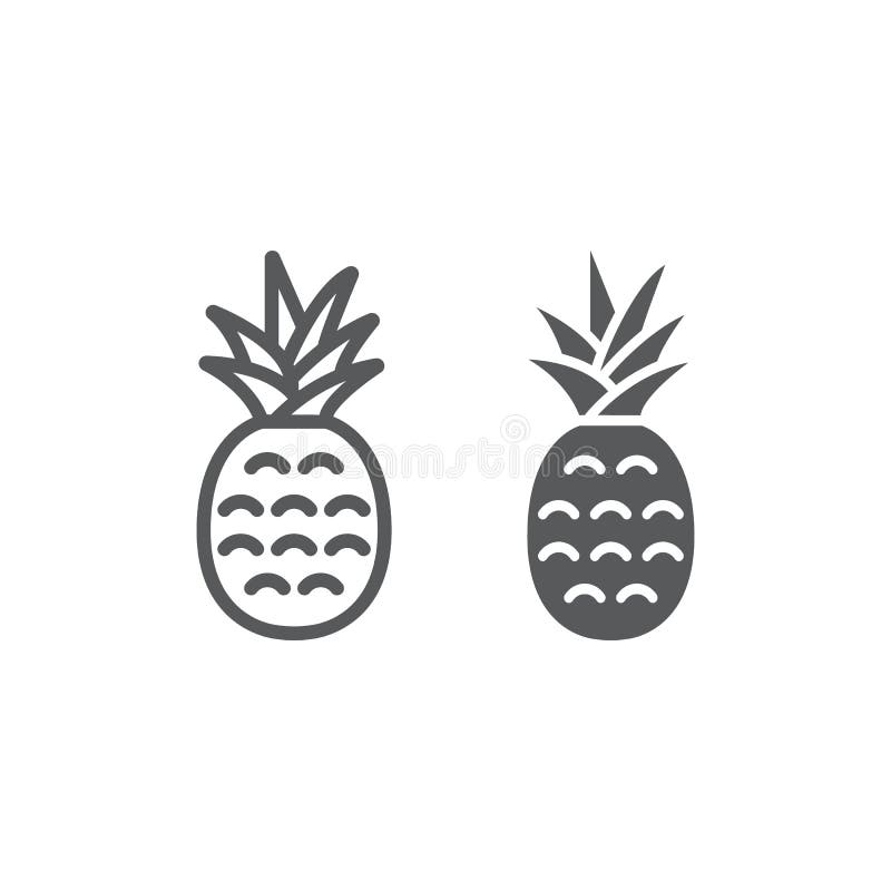 Pineapple line and glyph icon, fruit and ananas