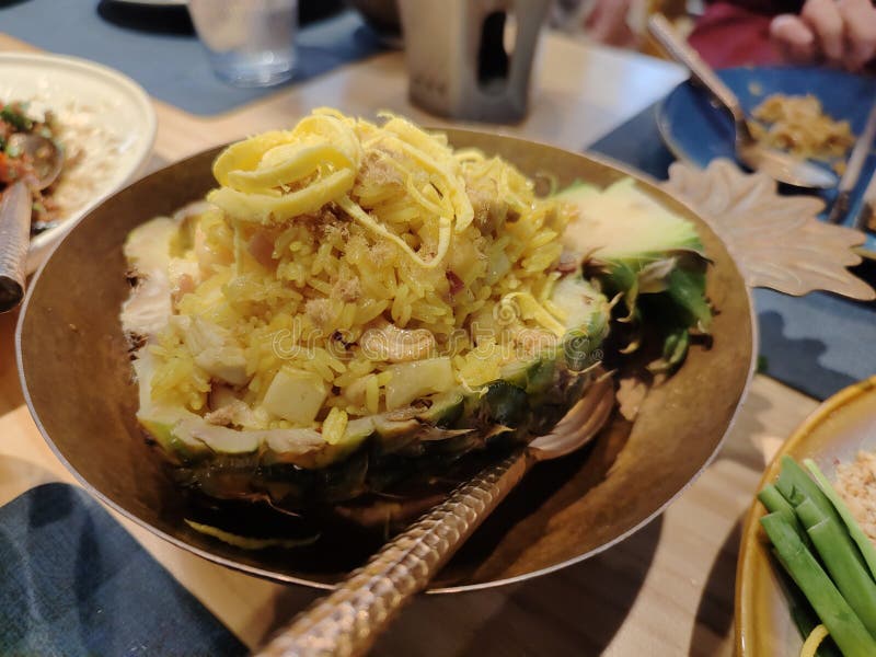 Pineapple Rice Bowl with Fried Rice Stock Image Image of pineapple