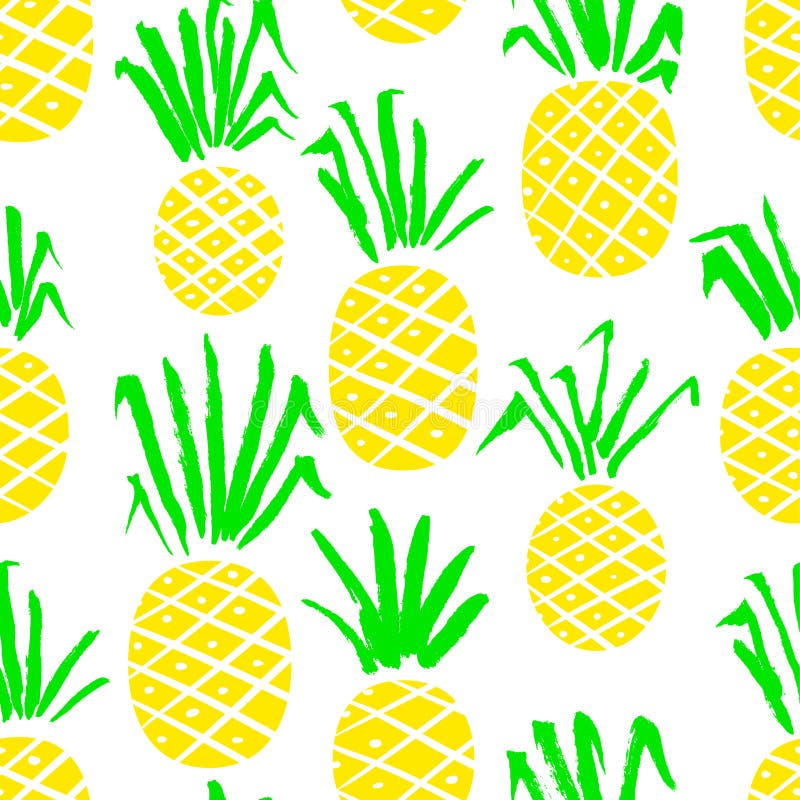 Pineapple seamless pattern. Background with summer fresh fruits