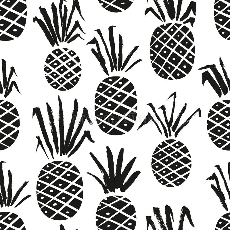 Pineapple seamless pattern. Background with summer fresh fruits