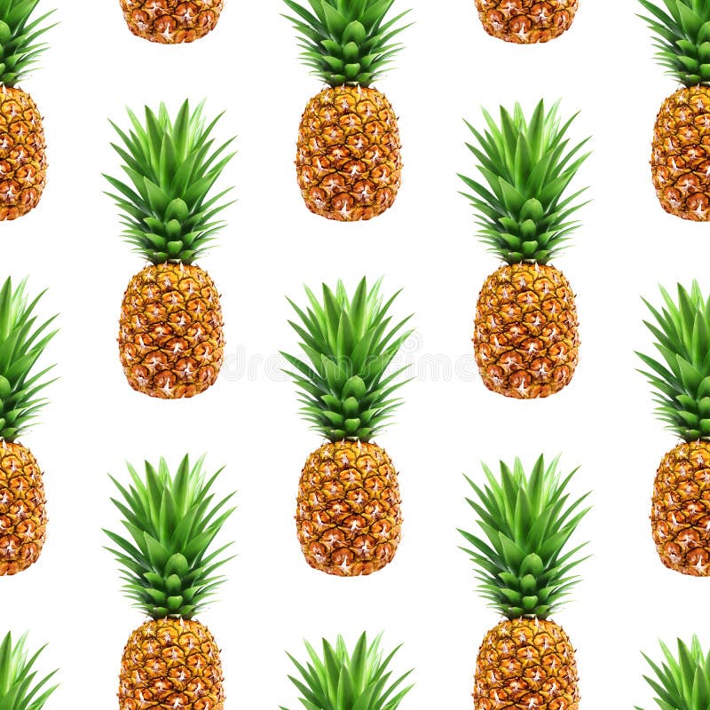 Pineapple seamless pattern isolated on white background