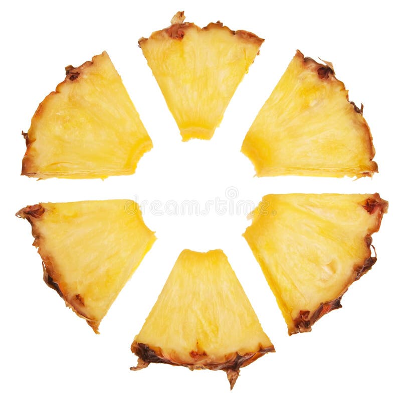 Pineapple slice cut into radial segments.