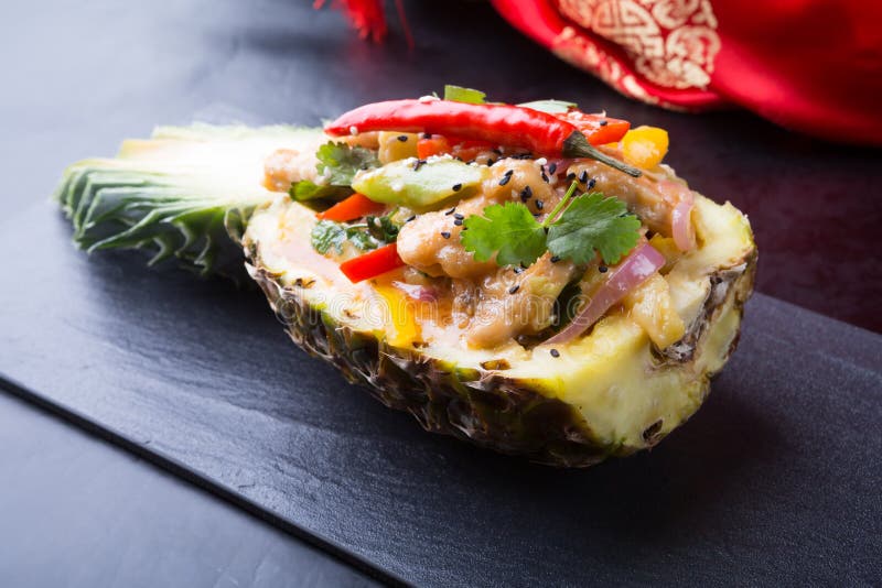 Chicken with Pineapple Asian Dish Stock Photo Image of gourmet, spicy