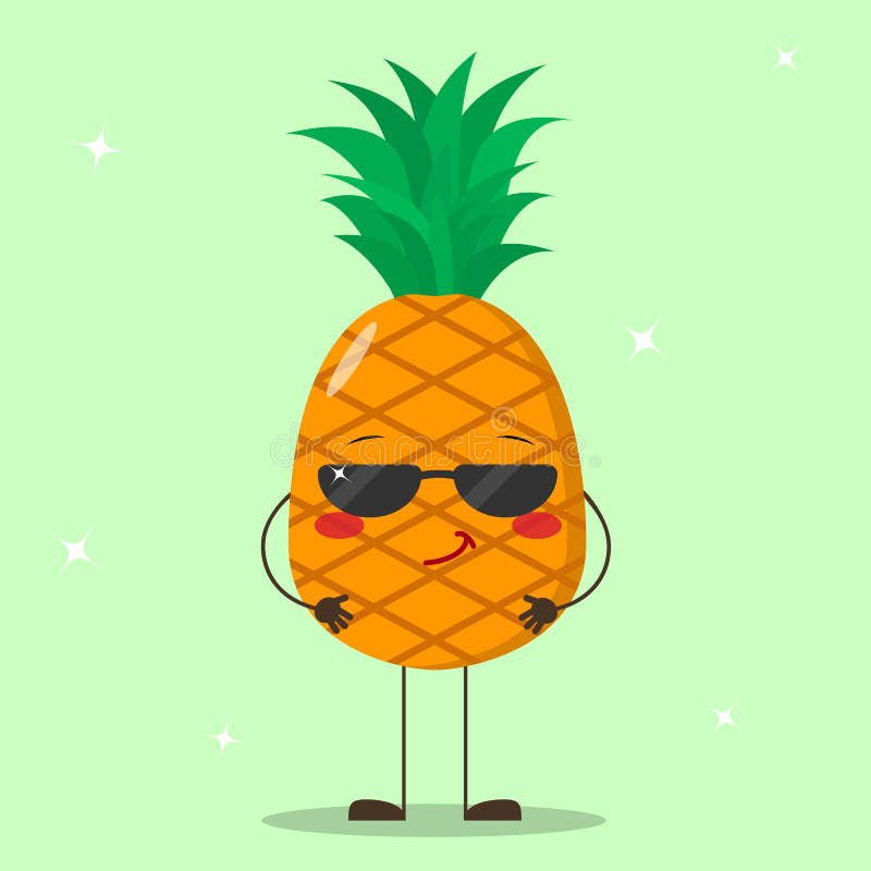 Pineapple With Sunglasses Illustration On Pop Art BG Stock Vector