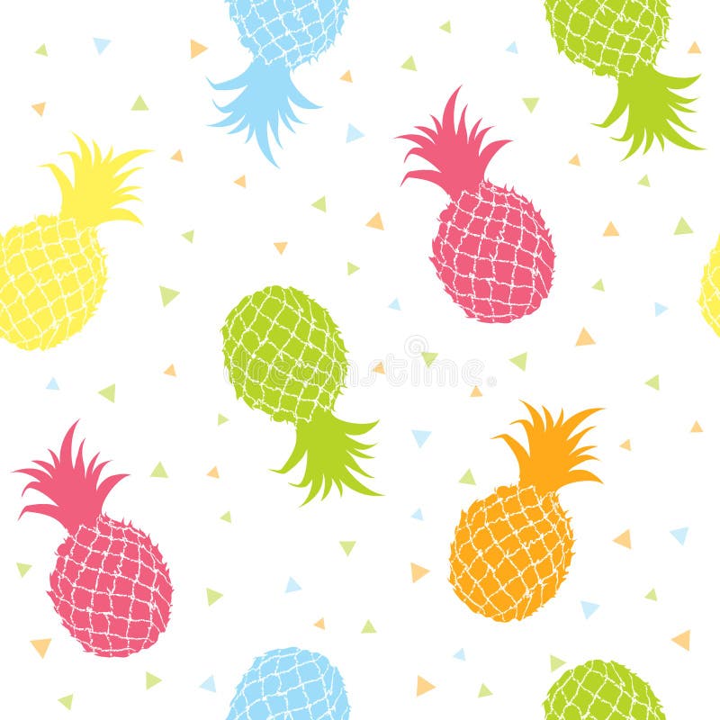 Pineapples colorful seamless texture pattern royalty free illustration