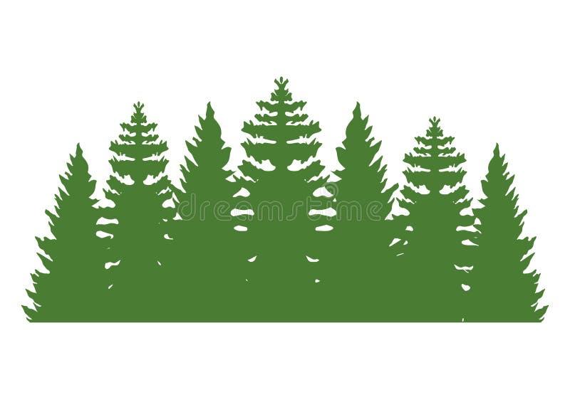 Pines forest green silhouettes stock illustration