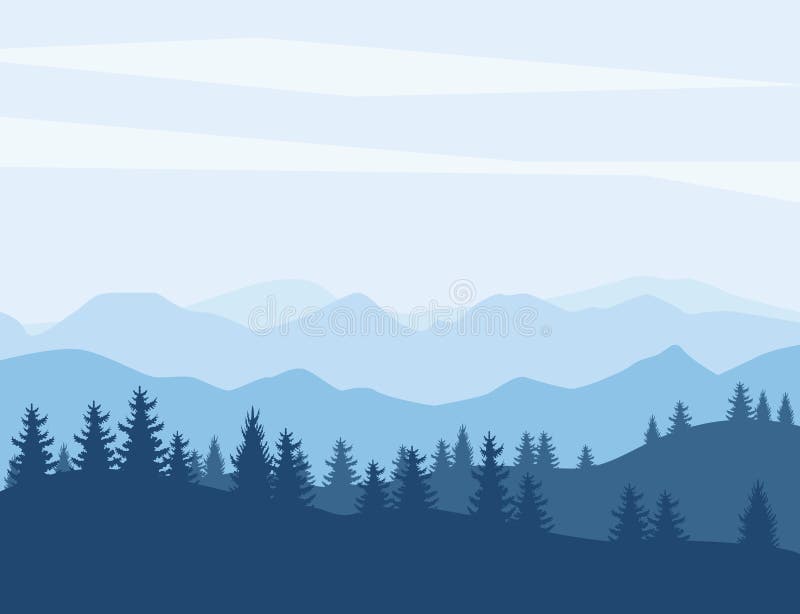 Pines and mountains vector illustration