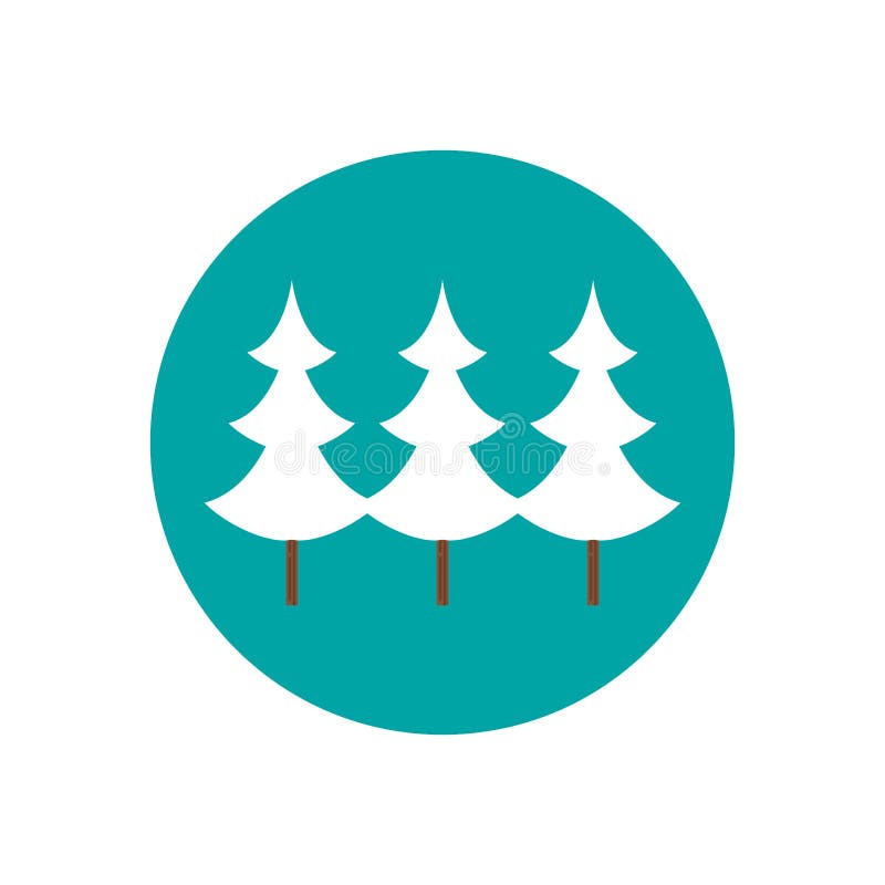 Pines trees forest scene icon stock illustration