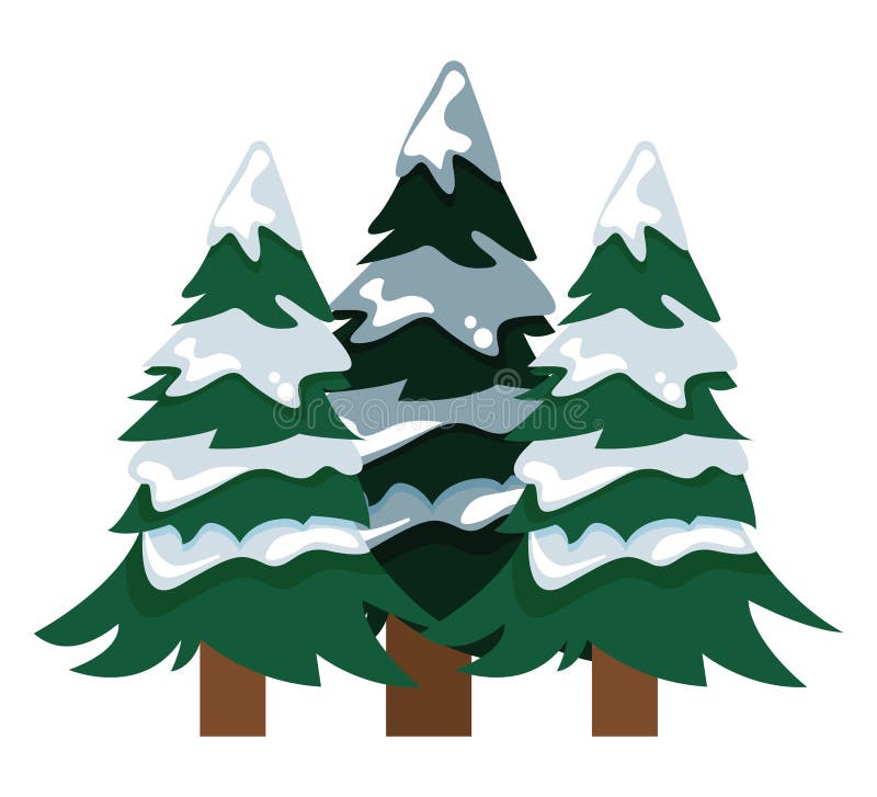 Pines trees with snow stock illustration