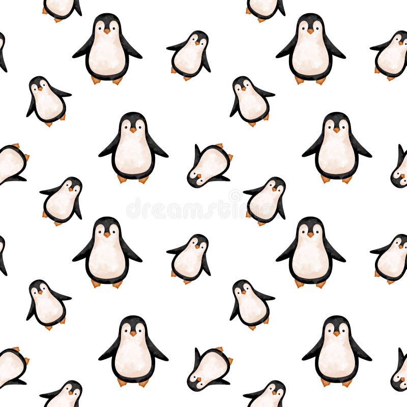 Pingüinos Lindos Que Repiten Fondo Pingüinos Graciosos Patrón  Ininterrumpido Dibujos Animados Animales Del Polo Norte Papel De Lib Stock  de ilustración - Ilustración de bebé, textil: 212670751