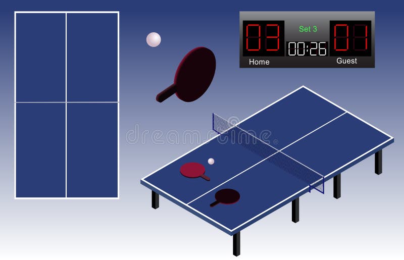 3D animation Ping pong game on blue back, Stock Video