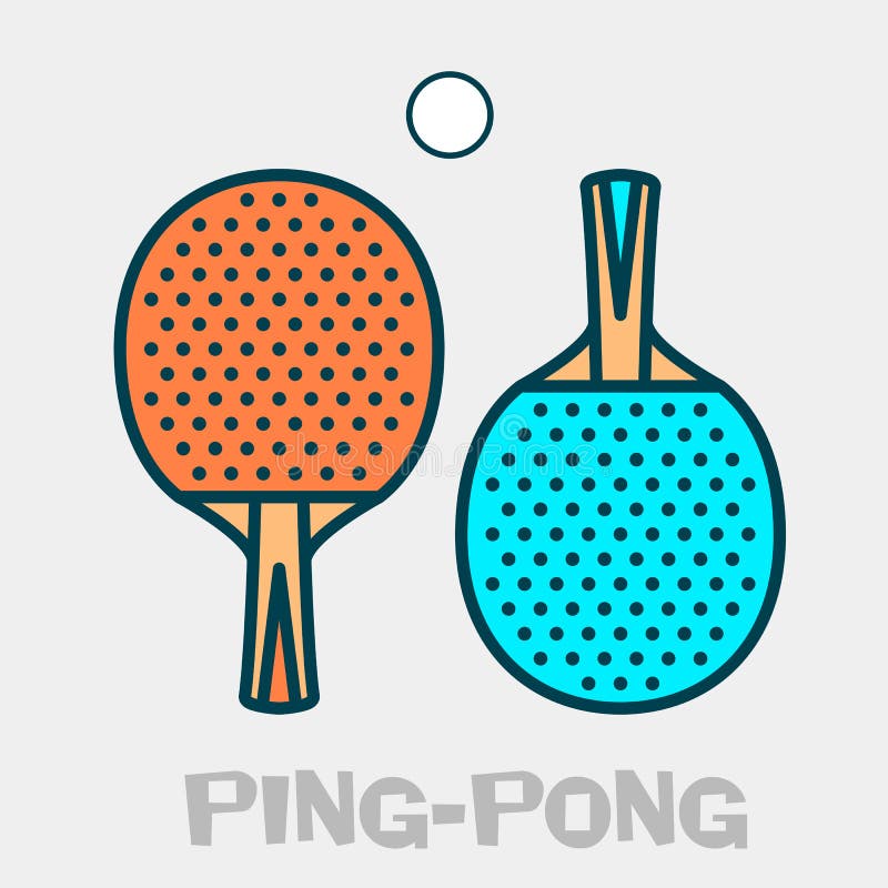 Pingpong Poster Paddle Icon, Table Tennis Rackets and Ball Stock