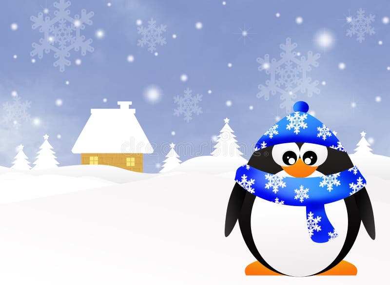 Pinguïn in de winter royalty-vrije illustratie Pinguïn in de winter royalty-vrije illustratie