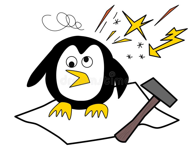 Pingwin z migreny obsiadaniem na lodzie ilustracji Pingwin z migreny obsiadaniem na lodzie ilustracji