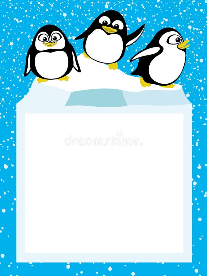 Pingwiny na lodowym floe. Pingwiny na lodowego floe tle z przestrzenią dla teksta