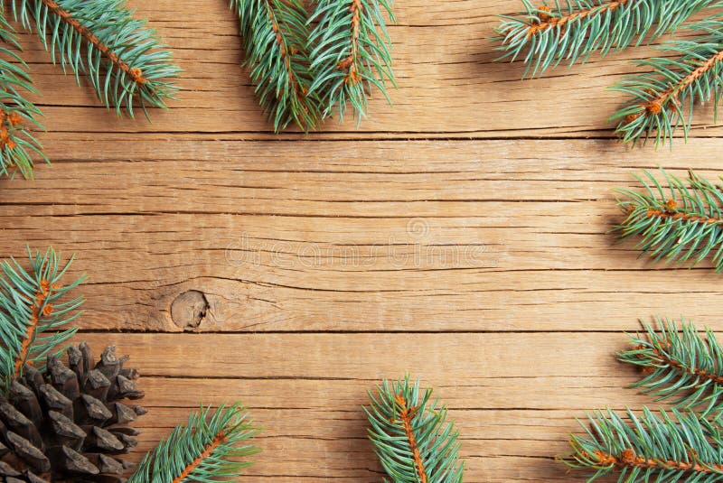 Pinheiro do ano novo do Natal e fundo da decoração dos cones xmas e Natal em espaços de madeira da cópia do contexto da tabela imagem de stock royalty free Pinheiro do ano novo do Natal e fundo da decoração dos cones xmas e Natal em espaços de madeira da cópia do contexto da tabela imagem de stock royalty free