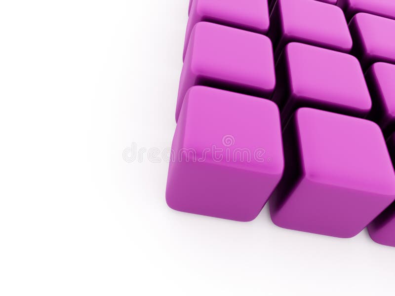 Pink abstract cubes background rendered stock image