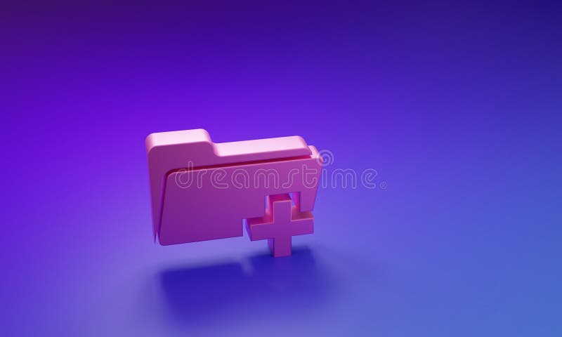 Pink Add new folder icon isolated on purple-blue background. New folder file sign. Copy document. Add attach create stock illustration