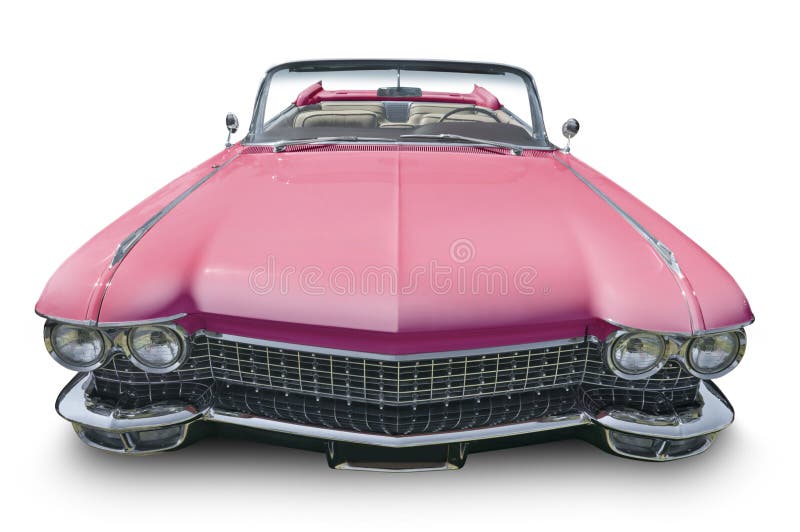 A 1959 Pink Convertible car, photographed from the front, with clipping path on vehicle. See my portfolio for more automotive images. A 1959 Pink Convertible car, photographed from the front, with clipping path on vehicle. See my portfolio for more automotive images.