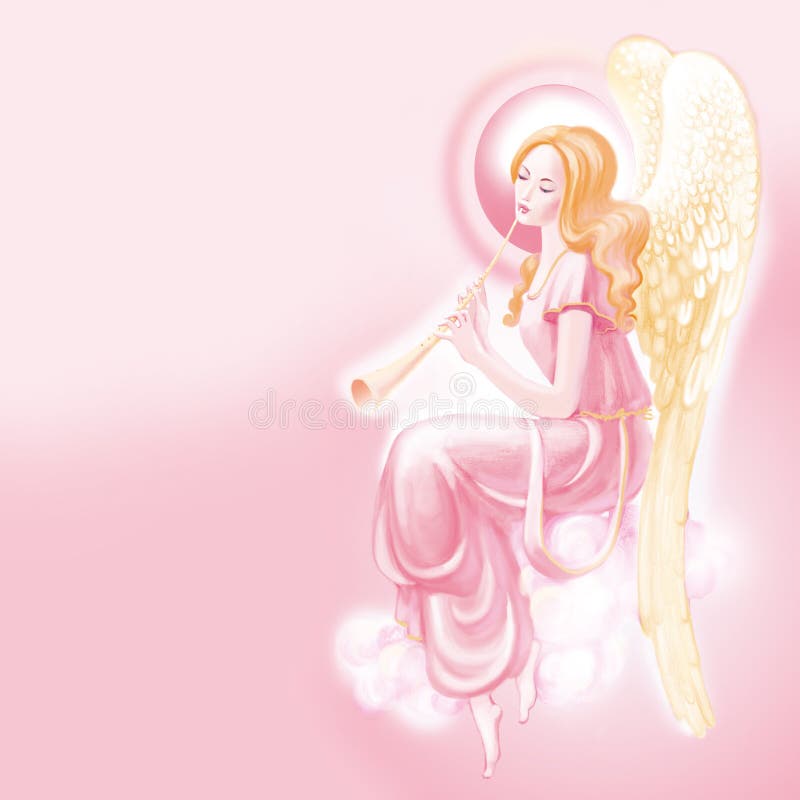Pink angel stock illustration