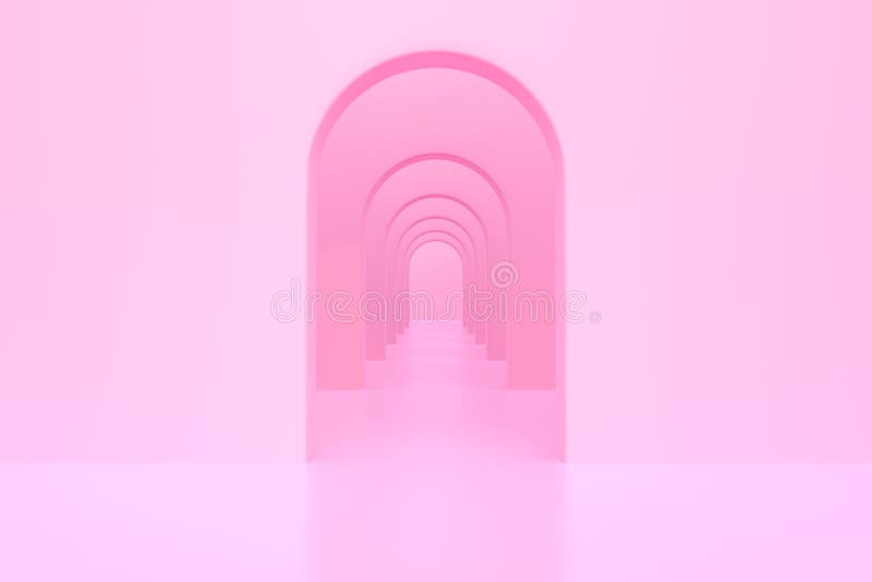 Pink Arch Hallway Corridor, Abstract Background Stock Illustration ...