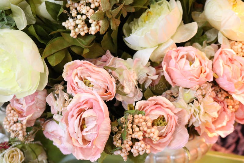 Pink artificial flowers stock photo. Image of petal, spring 79396650