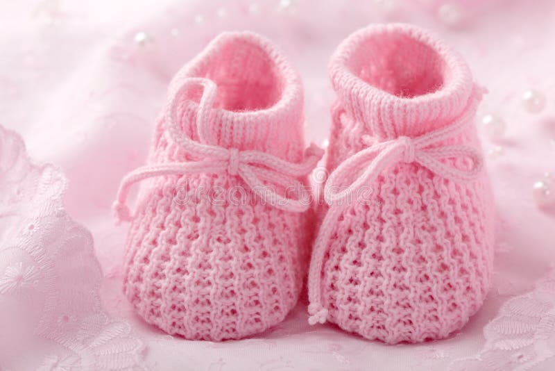 Pink baby booties