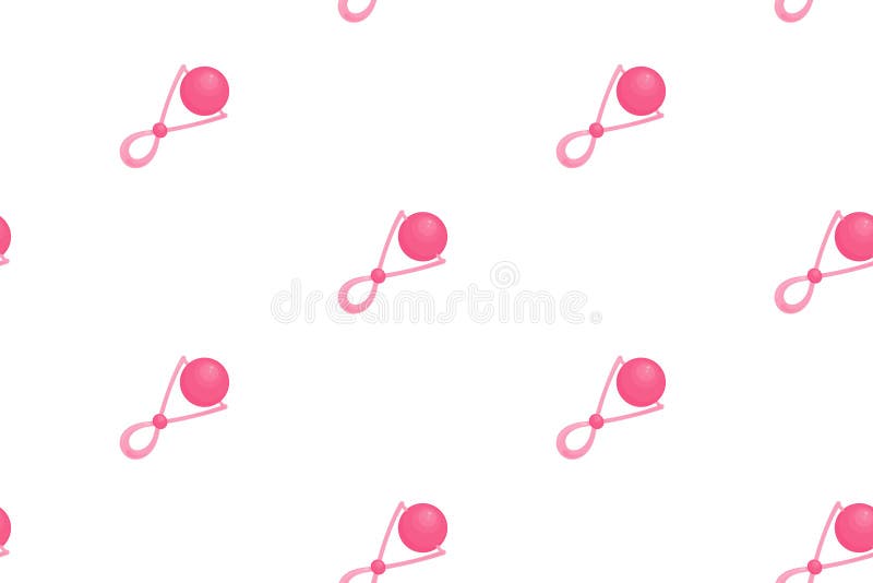 Pink baby rattles. Seamless pattern for baby girls vector illustration
