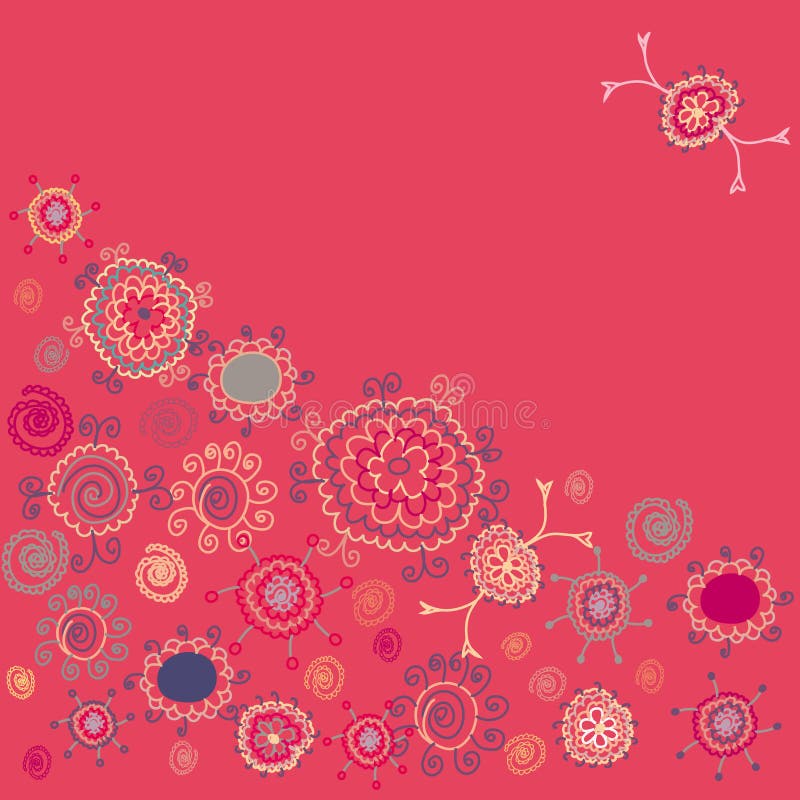 Pink background with ethnic flowers