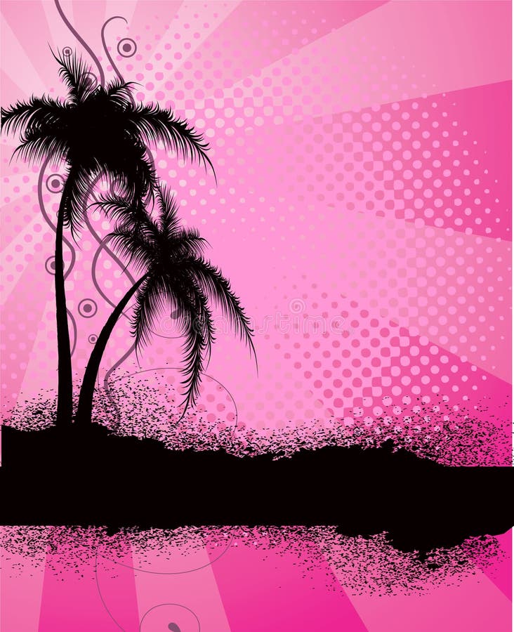 Pink background with palm trees