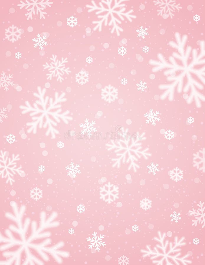 Pink background with white blurred snowflakes, vector vector illustration Pink background with white blurred snowflakes, vector vector illustration