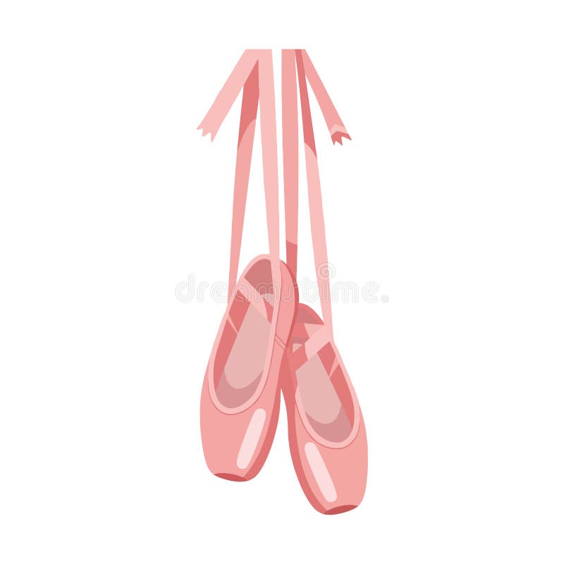 Pink ballet pointe shoes hanging by ribbons vector illustration for dance and performance art royalty free illustration
