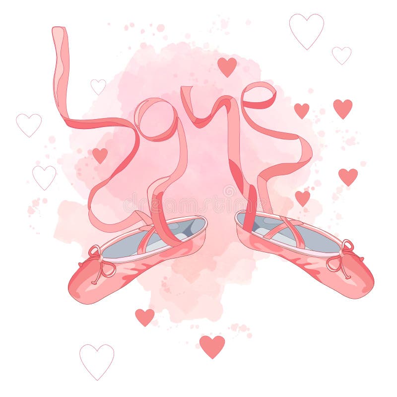 Pink Ballet shoes flat design. royalty free illustration