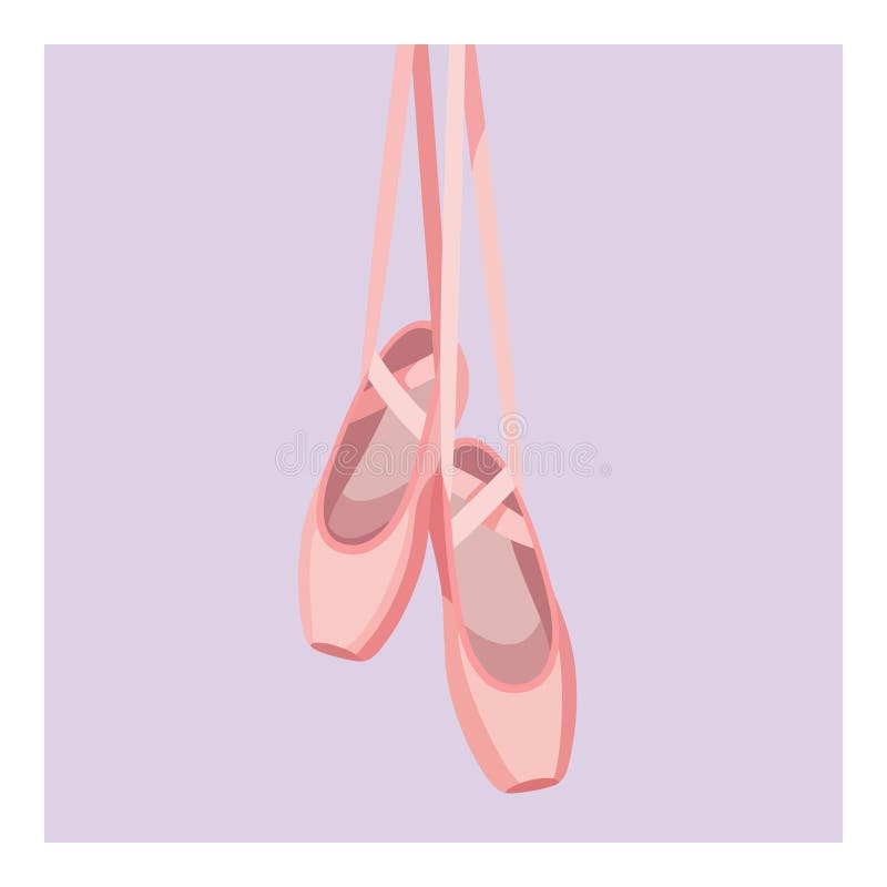 Pink ballet shoes hanging with ribbons on pastel background vector illustration royalty free illustration