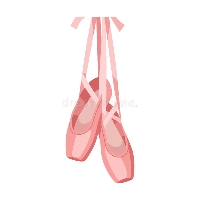 Pink Ballet Shoes with Hanging Ribbons Vector Illustration for Dance and Performance Art stock illustration