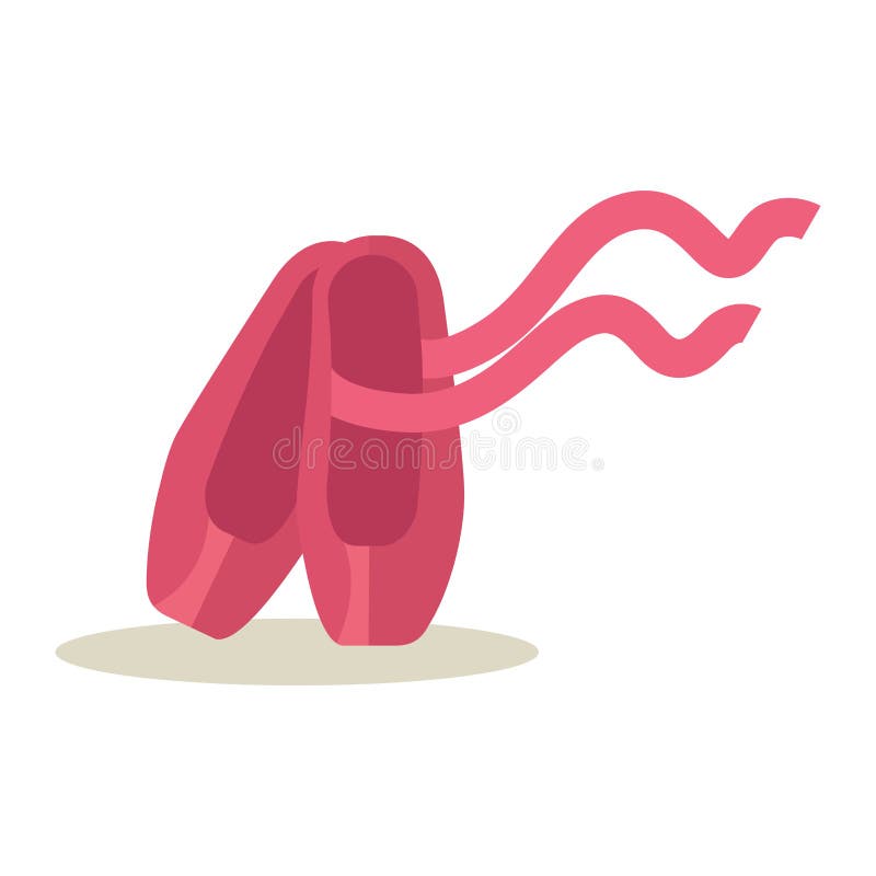 Pink ballet slippers isolated on white background. Shoes icon vector stock illustration