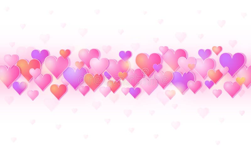 Pink Banner With Valentines Hearts Valentines Greeting Background