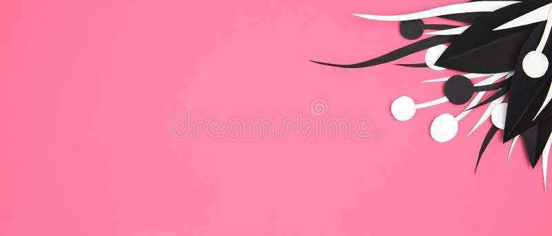 Pink Banner with White and Black Floral Paper Decor Stock Image - Image of  neutral, decoration: 233790301