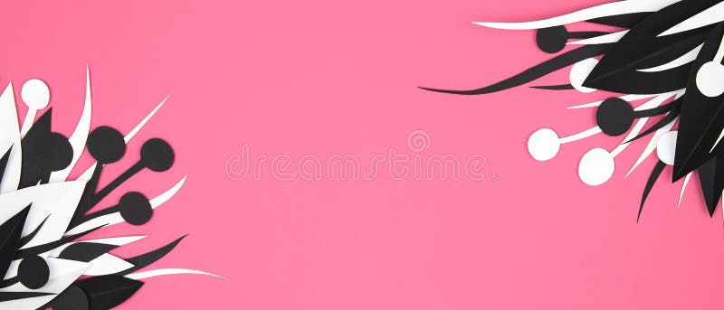 Pink Banner with White and Black Floral Paper Decor Stock Image - Image of  banner, neutral: 234714617