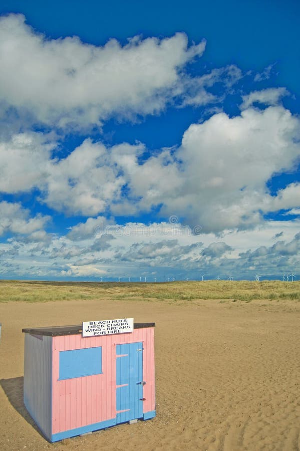 The pink beach hut stock photo. Image of clouds, england 11355168