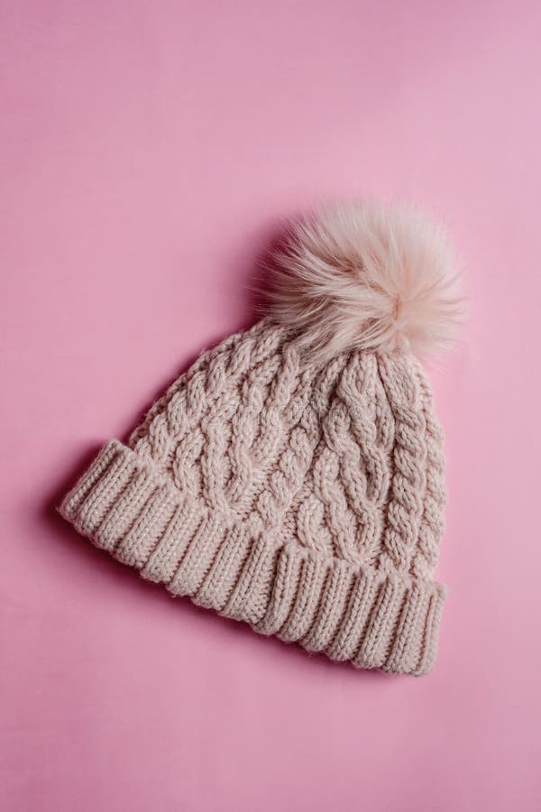 Pink beanie, knitted stock photo. Image of background - 184021130