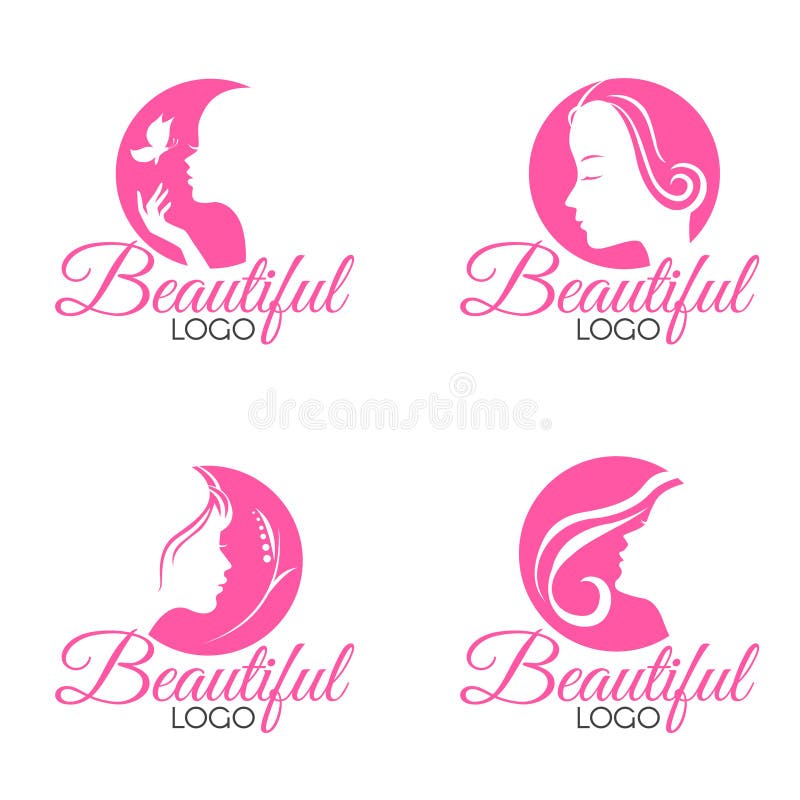 Vector Beauty Logo, Label Design Elements. Woman Face Symbol Stock ...