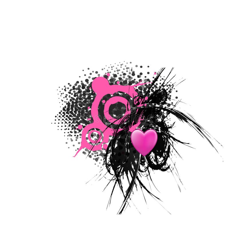 Pink black heart grunge background