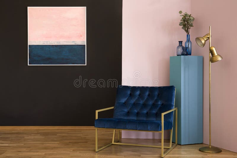 Pink And Black Living Room Stock Image. Image Of Flat - 116943847