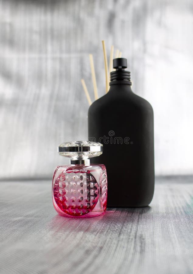 Set of Black Perfumes Bottles Isolated Mockup Stock Image Image of