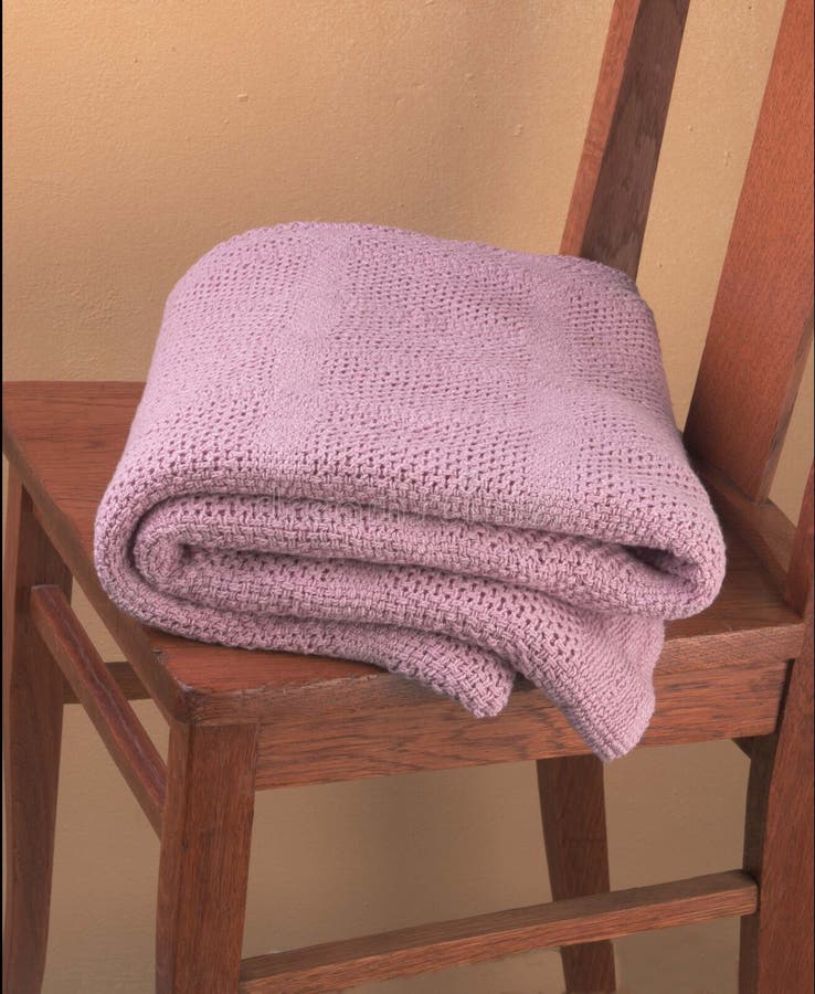 Pink Blanket Folded on Wooden Chair Stock Photo Image of blanket
